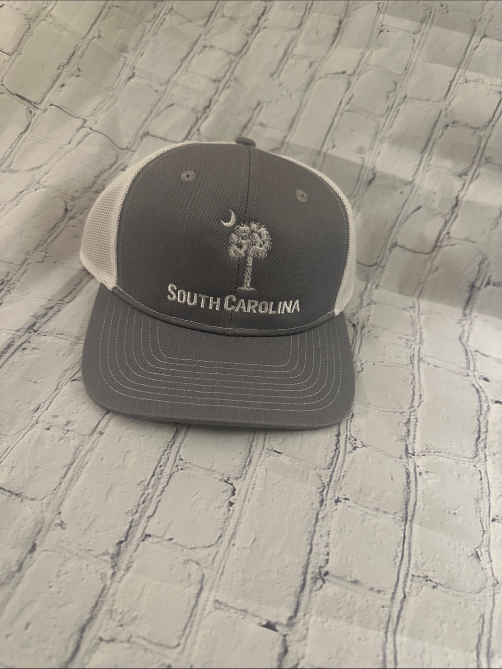 New- Port Authority Gray and White South Carolina Trucker Hat